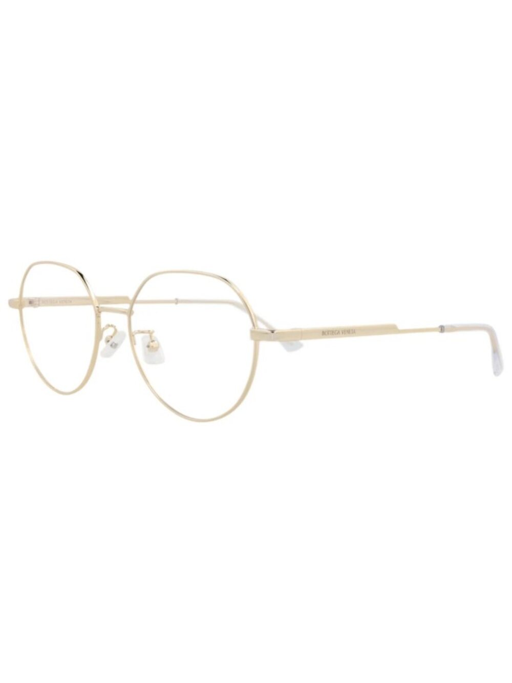 New Bottega Veneta Women's Eyeglasses Round Oval Metal Frame Unisex Gold Gold
